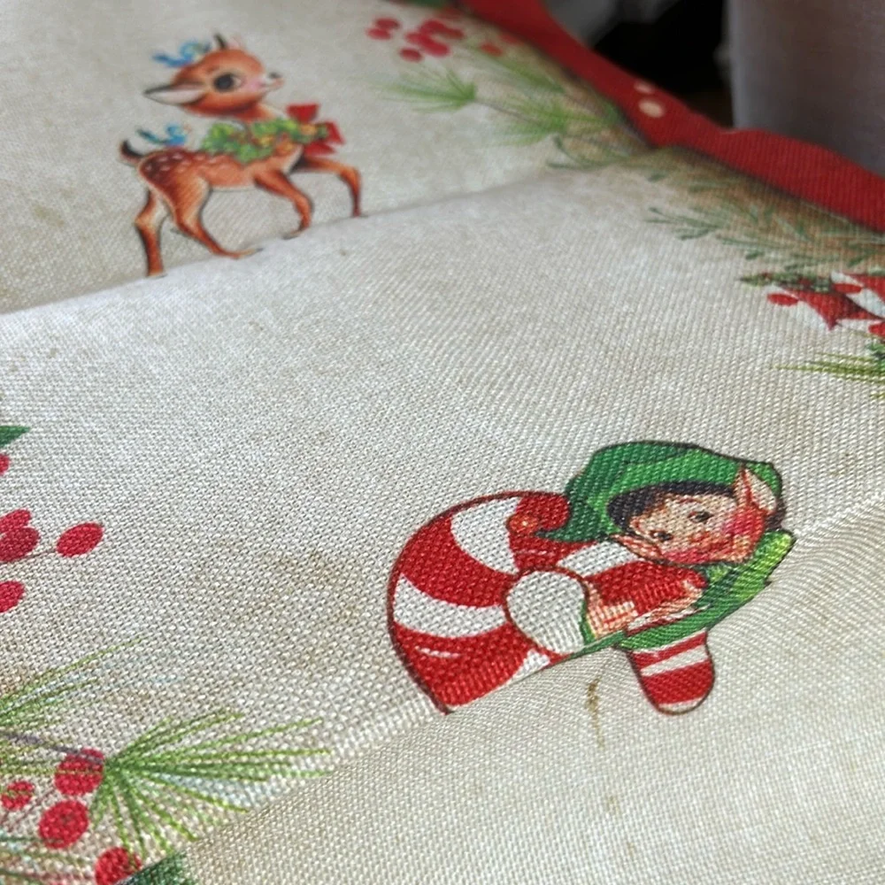 NEW! Vintage Inspired Nostalgic North Pole Santa Claus Dining Table Runner